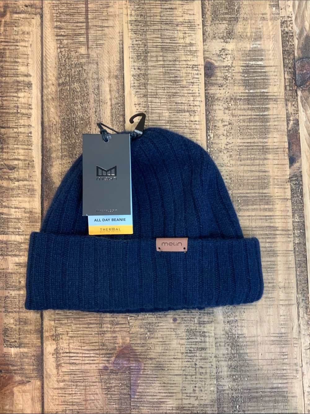 Melin Navy Ribbed Knit Beanie